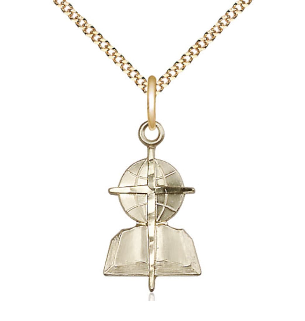 Bliss Gold Filled Southern Baptist Pendant on a Gold Plate Light Curb Chain,