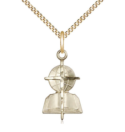 Gold Filled Southern Baptist Pendant on a Gold Plate Light Curb Chain, Bliss Manufacturing