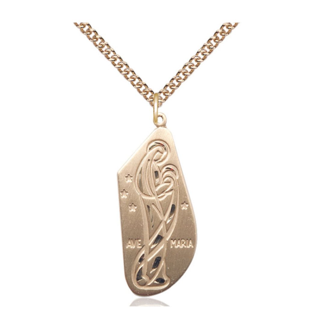 Ave Maria/Hail Mary Gold-filled Pendant w/Gold-filled Chain