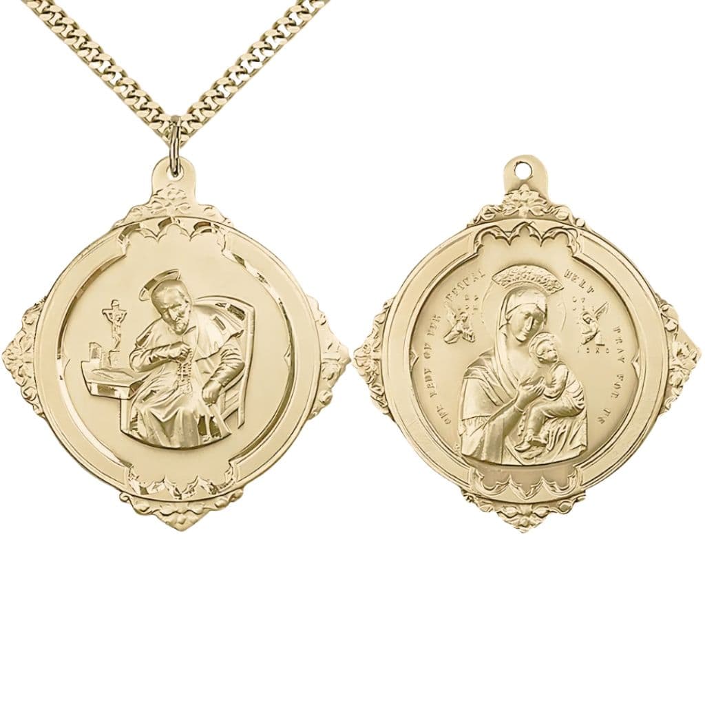 St. Alphonsus and Our Lady Perpetual Help 14kt Gold-filled Medal with Chain,