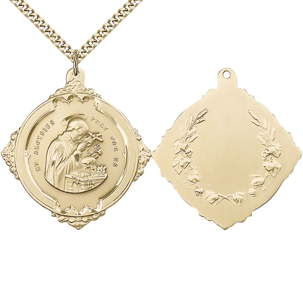 St. Aloysius Gonzaga 14kt Gold-filled Medal with Chain, 1 5/8" x 1 3/4",