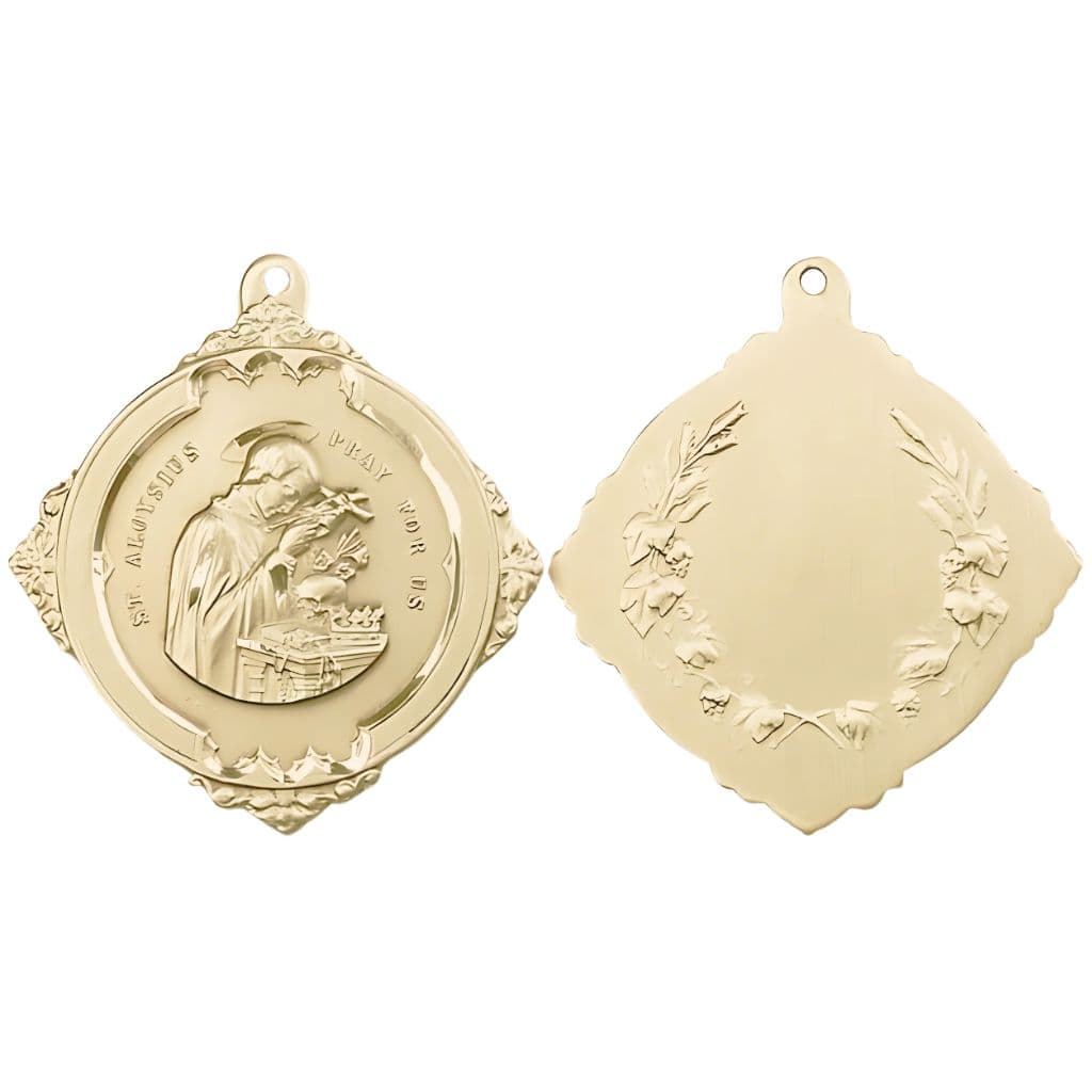 St. Aloysius Gonzaga 14kt Gold Medal, 1 5/8" x 1 3/4",