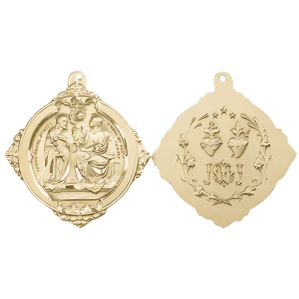 Holy Family 14kt Gold Medal Pendant,  1 5/8 x 1 3/4-inches,