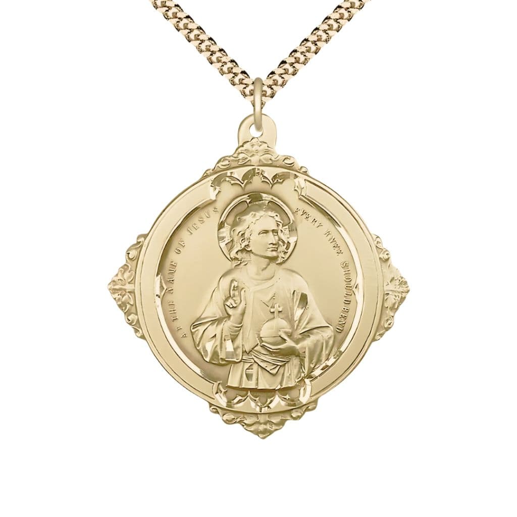 The Holy Name of Jesus 14kt Gold-filled Pendant with Chain, 1 5/8 x 1 3/4-inches,