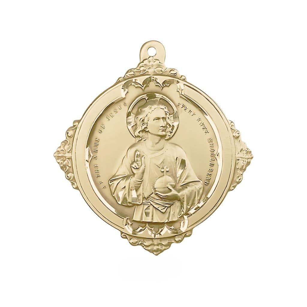 The Holy Name of Jesus 14kt Gold Pendant, 1 5/8 x 1 3/4-inches,