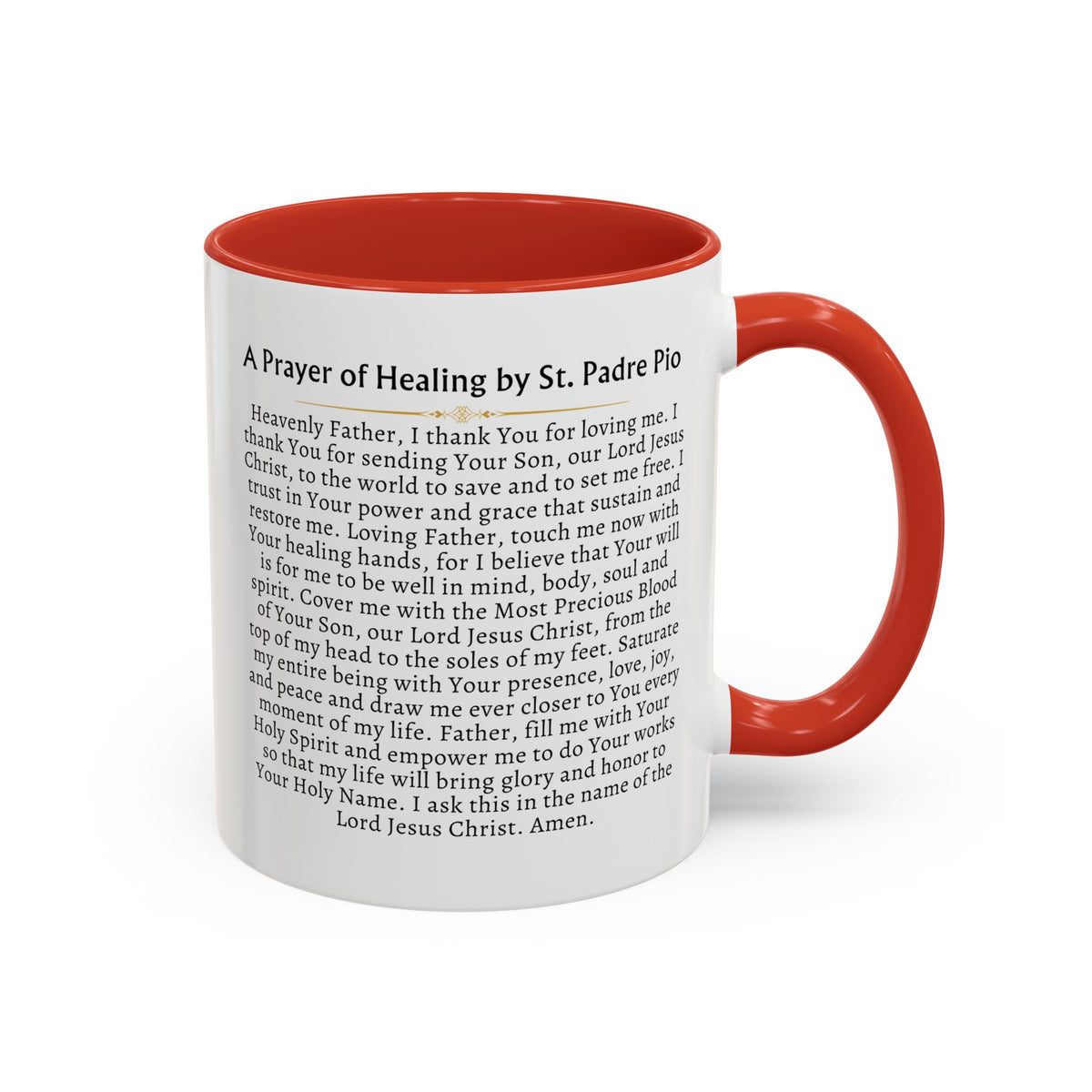 St. Padre Pio Healing Prayer Card Devotional Coffee Mug - 11oz Accent Cup