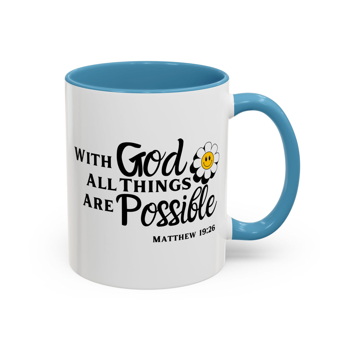 Inspirational Coffee Mug With God All Things Are Possible| 11oz Accent Coffee Cup