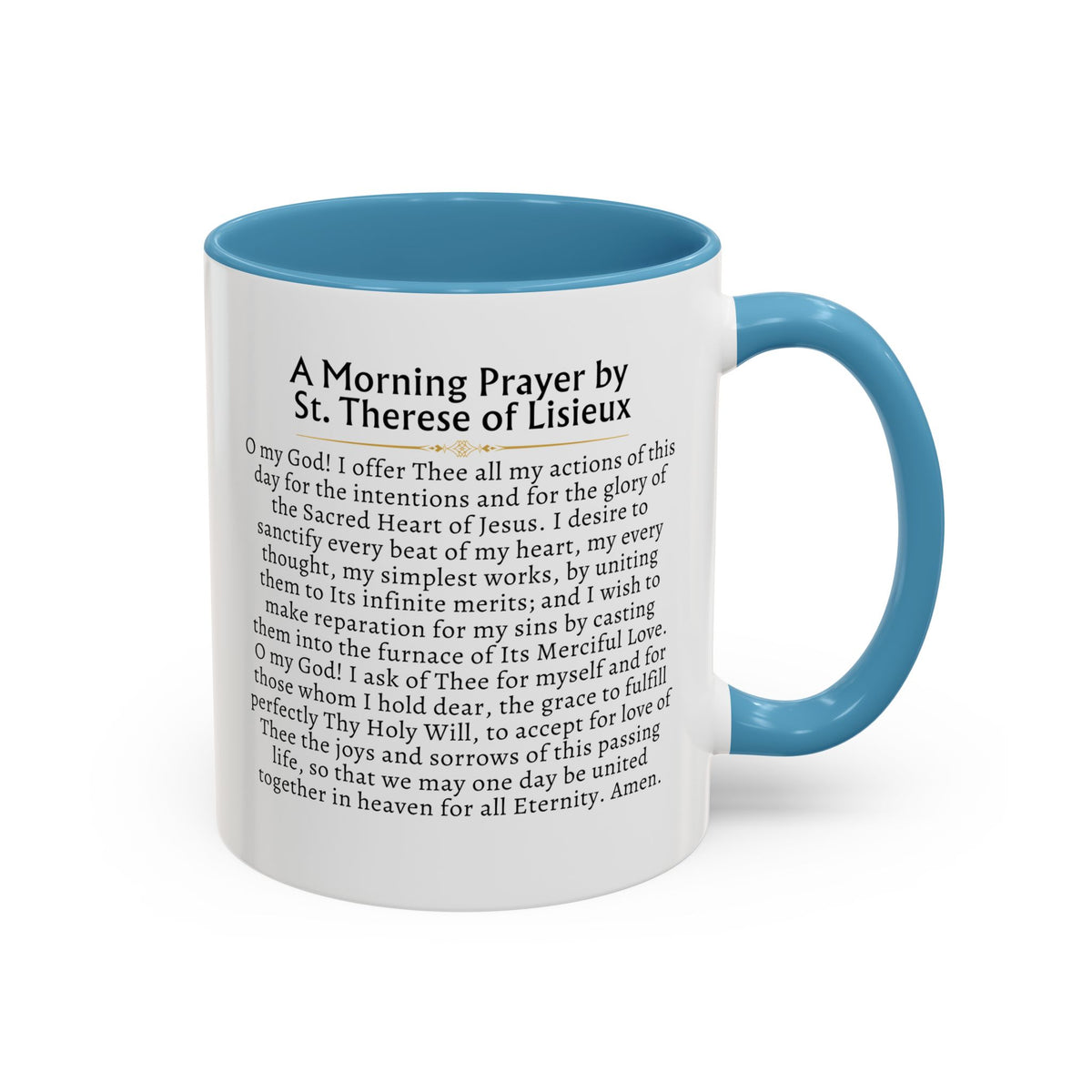 St. Therese of Lisieux Quote & Morning Prayer Card Devotional Coffee Mug - 11oz Little Flower Accent Cup