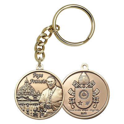 Gold Round Pope Francis Key Chain, Bliss Manufacturing