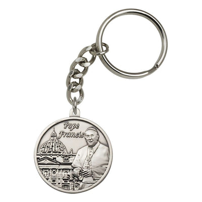 Pewter Round Pope Francis Key Chain, Bliss Manufacturing