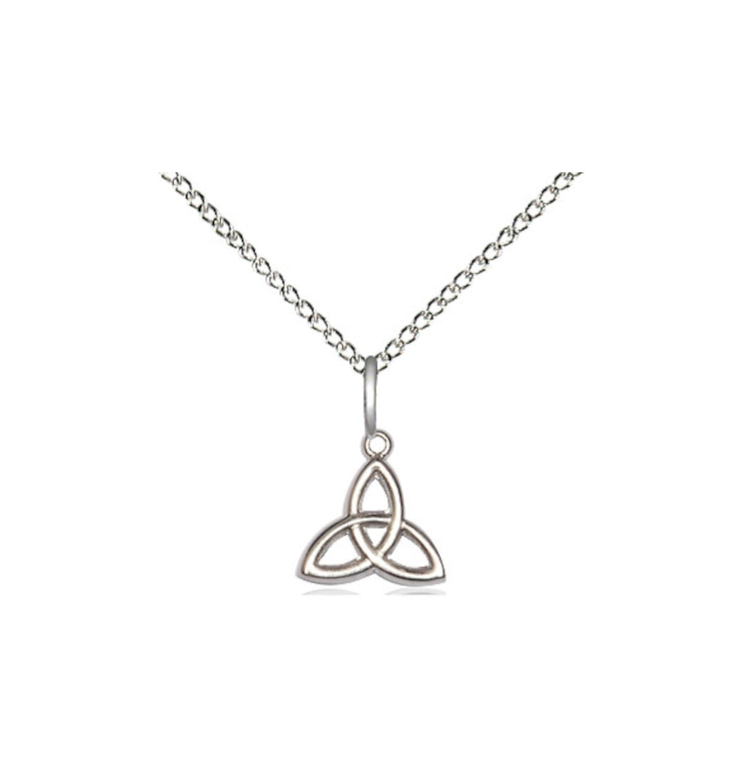 Bliss Small Sterling Silver Irish Trinity Irish Knot Necklace with Sterling Chain,