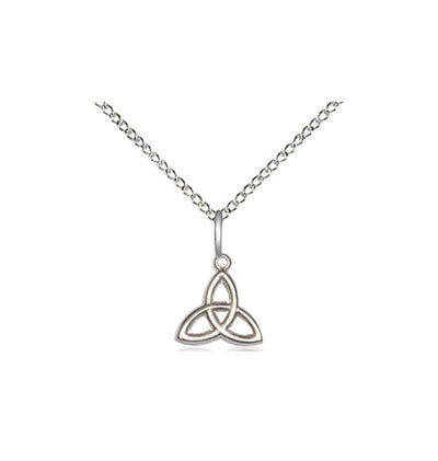 Small Sterling Silver Irish Trinity Irish Knot Necklace with Sterling Chain, Bliss Manufacturing