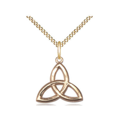 Gold-filled Irish Trinity Irish Knot Medal Necklace with Chain, Bliss Manufacturing