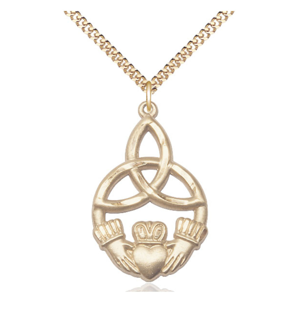 Bliss Gold-filled Irish Knot Claddagh Medal Necklace with Chain,