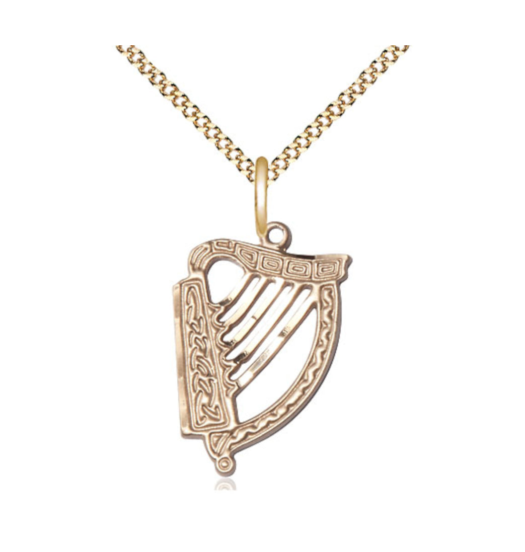 Bliss Manufacturing Gold-filled Irish Harp Necklace with Chain,