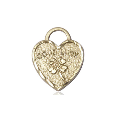 14kt Gold Good Luck Shamrock Heart Pendant, Bliss Manufacturing