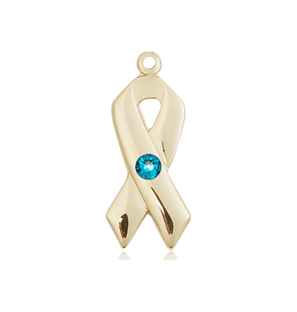 Bliss Dec/Zircon Cancer Awareness Ribbon Birthstone Crystal 14kt Pendant,