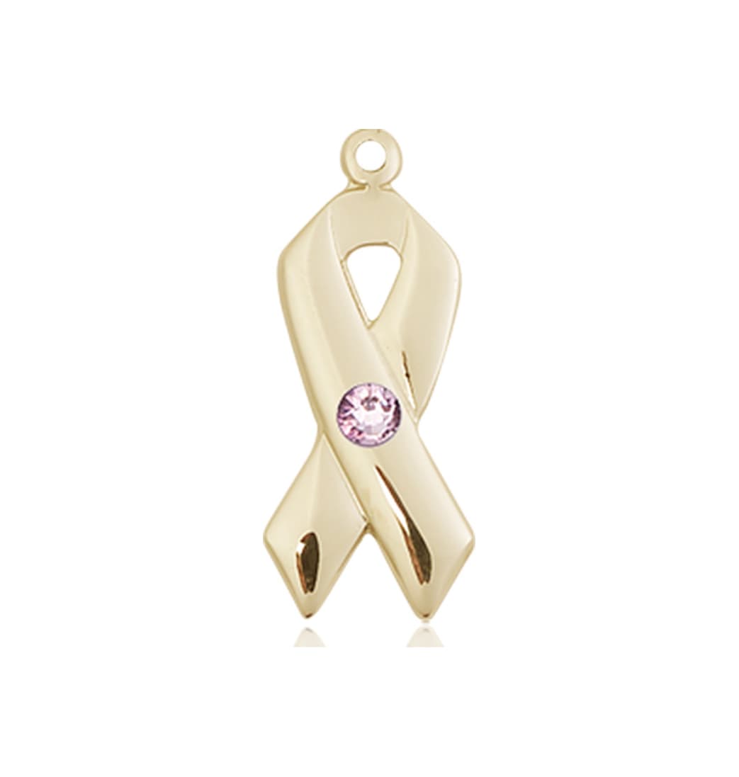 Bliss Jun/Lt Amethyst Cancer Awareness Ribbon Birthstone Crystal 14kt Pendant,