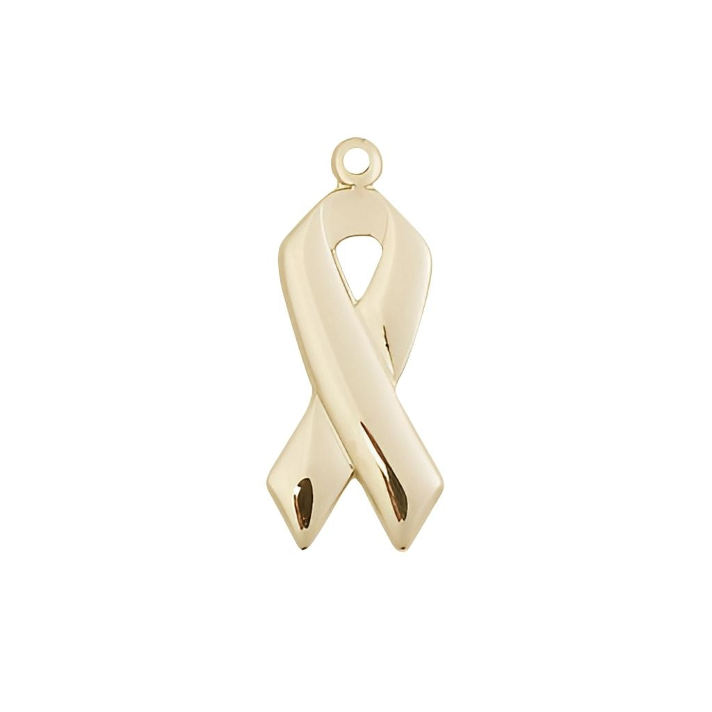 Bliss Cancer Awareness Ribbon 14kt Gold Medal, Measures 7/8 X 3/8