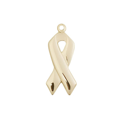 Cancer Awareness Ribbon 14kt Gold Medal, Measures 7/8 X 3/8, Bliss Manufacturing