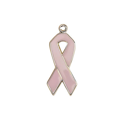 Beast Cancer Awareness Pink Ribbon 14kt Gold Pendant, Measures 7/8 X 3/8, Bliss Manufacturing