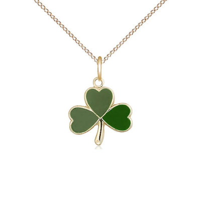 Sterling Silver Shamrock Pendant on a 18 inch Sterling Silver Light Curb Chain, Bliss Manufacturing