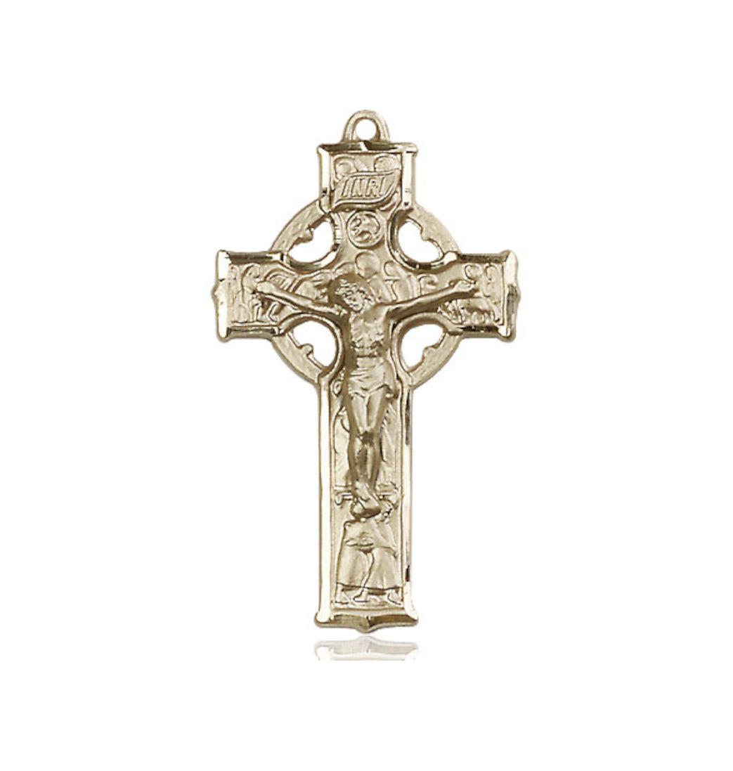 Bliss Manufacturing Irish Celtic Crucifix Pendant Medal in 14kt Gold,