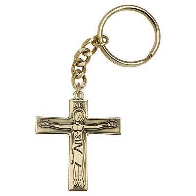 Gold Tone Cursillo Crucifix Key Chain, Made in USA, Bliss Manufacturing