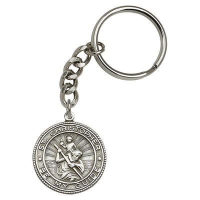 Round St Christopher Key Chain, pewter, Bliss Manufacturing