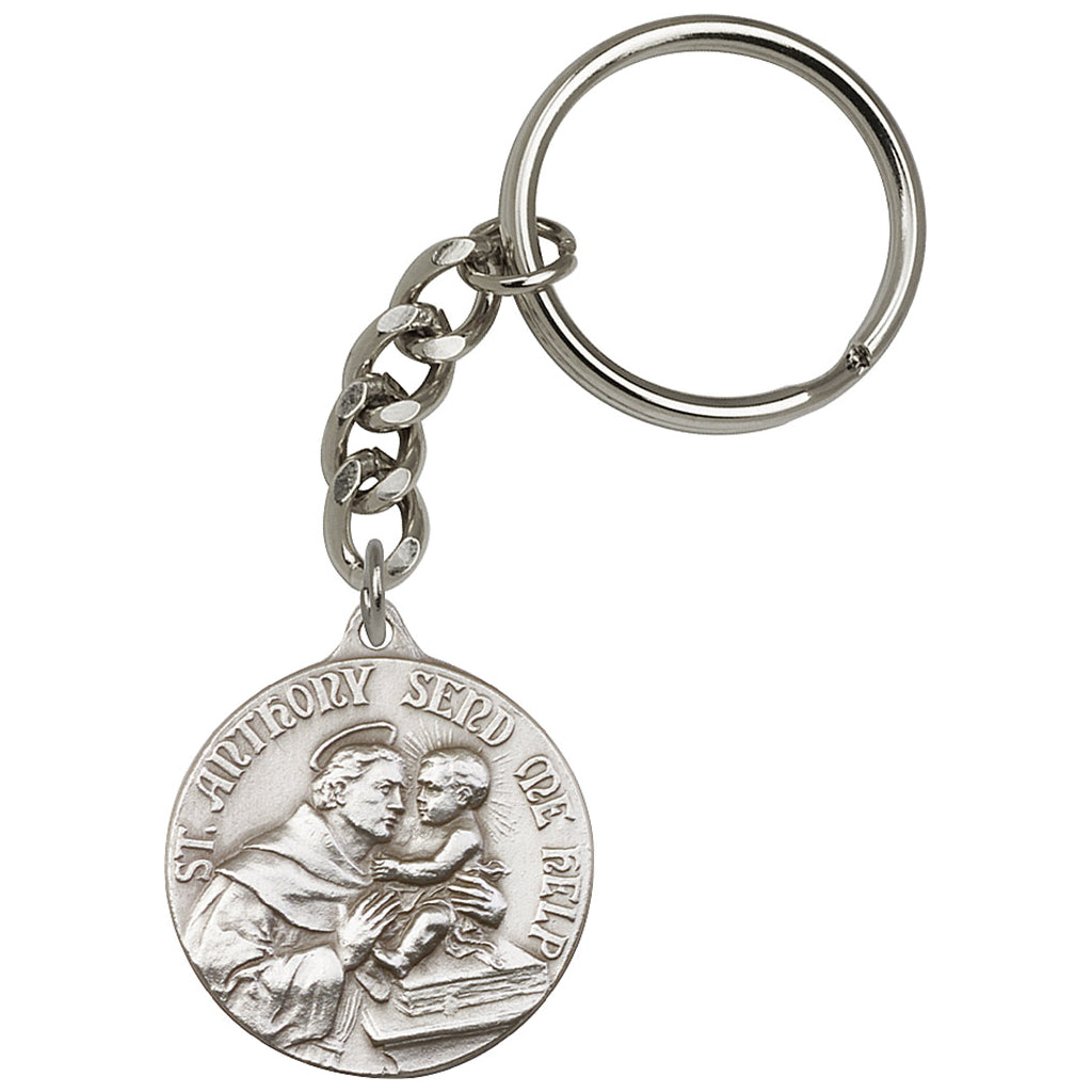 Round St Anthony of Padua Pewter Key Chain