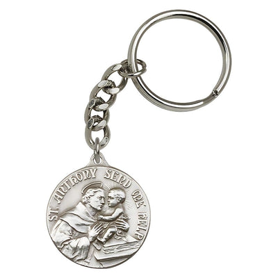 Round St Anthony of Padua Pewter Key Chain, Made in USA, Bliss Manufacturing