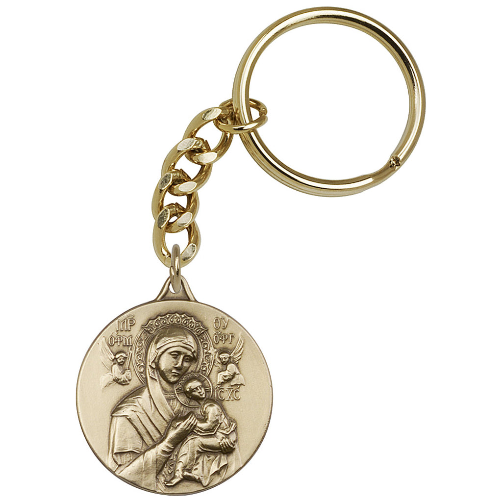 Gold Our Lady of Perpetual Help Key Chain