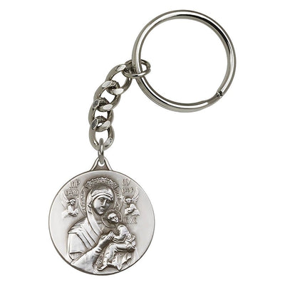 Pewter Our Lady of Perpetual Help Key Chain, Made in USA, Bliss Manufacturing