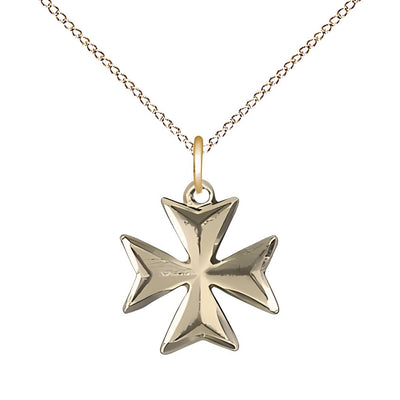Small Maltese Cross Medal Necklace, gold-filled, Bliss Manufacturing