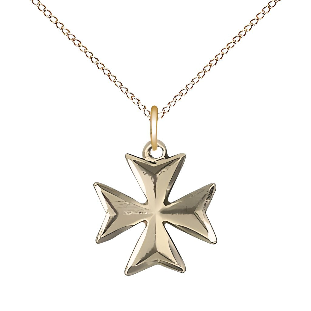 Bliss Small Maltese Cross Medal Necklace | Silver or Gold