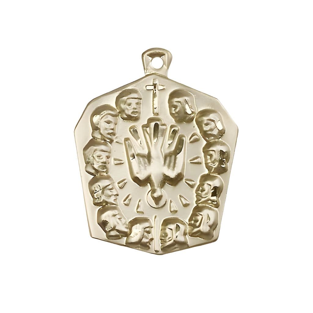Bliss Manufacturing 12 Apostles 14kt Gold Medal Pendant Only, Measures 1 1/4-inch tall by 1 - inch wide