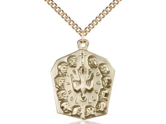 Bliss Manufacturing 12 Apostles 14kt Gold Medal Pendant with 2.50mm 14kt Gold Chain,