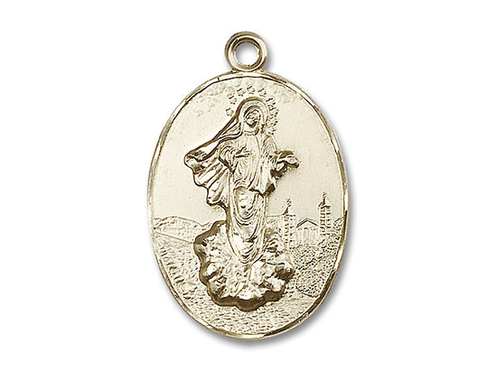 Bliss 14kt Gold Our Lady of Medugorje Medal with Cross on Back,