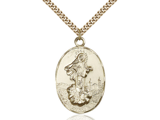 Bliss Gold Filled Our Lady of Medugorje Medal with Cross on Back,