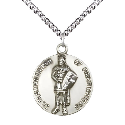 St. Florian Firefighter Sterling Silver Round Medal (view 2), Bliss Manufacturing