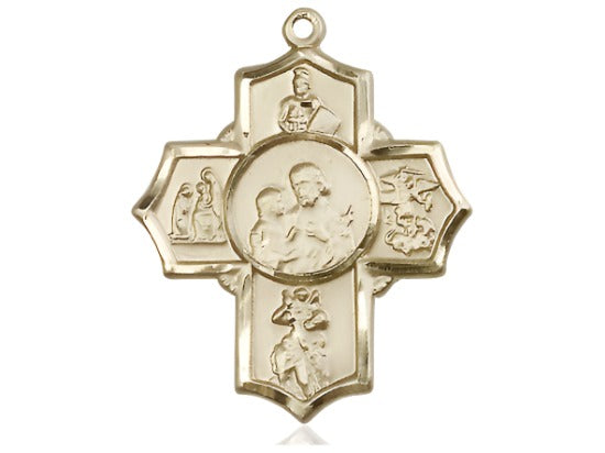 St Christopher, St Joseph, St Michael, St Catherine of Siena, and St Florian 14kt Gold Firefighter Medal