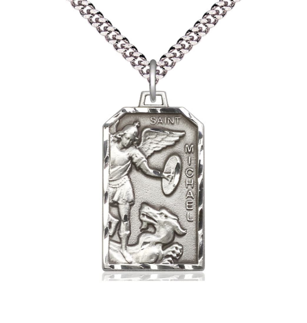 Bliss Pewter Pendant on a 27 inch Light Rhodium Plated Heavy Curb Chain,