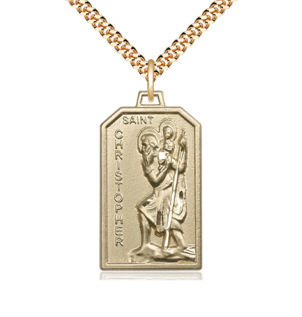 Bliss Manufacturing St Christopher Patron of Travelers Gold-filled Medal Pendant with Plated Chain,