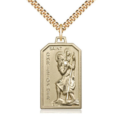 St Christopher Patron of Travelers Gold-filled Medal Pendant with Plated Chain, Bliss Manufacturing