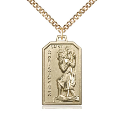 St Christopher Patron of Travelers Gold-filled Medal Pendant with Gold-filled Chain, Bliss Manufacturing