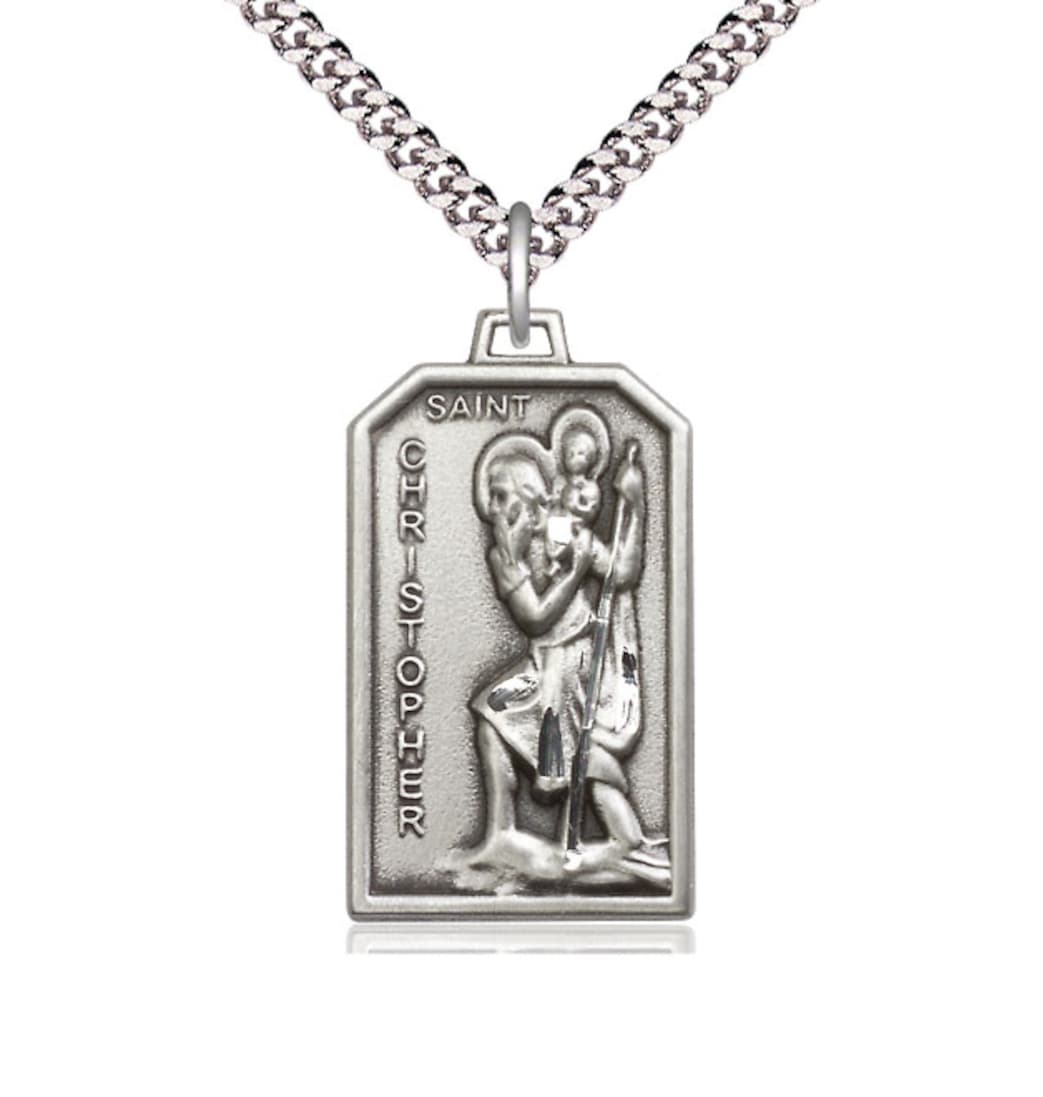 Bliss Manufacturing St Christopher Patron of Travelers Pewter Medal Pendant with Chain,