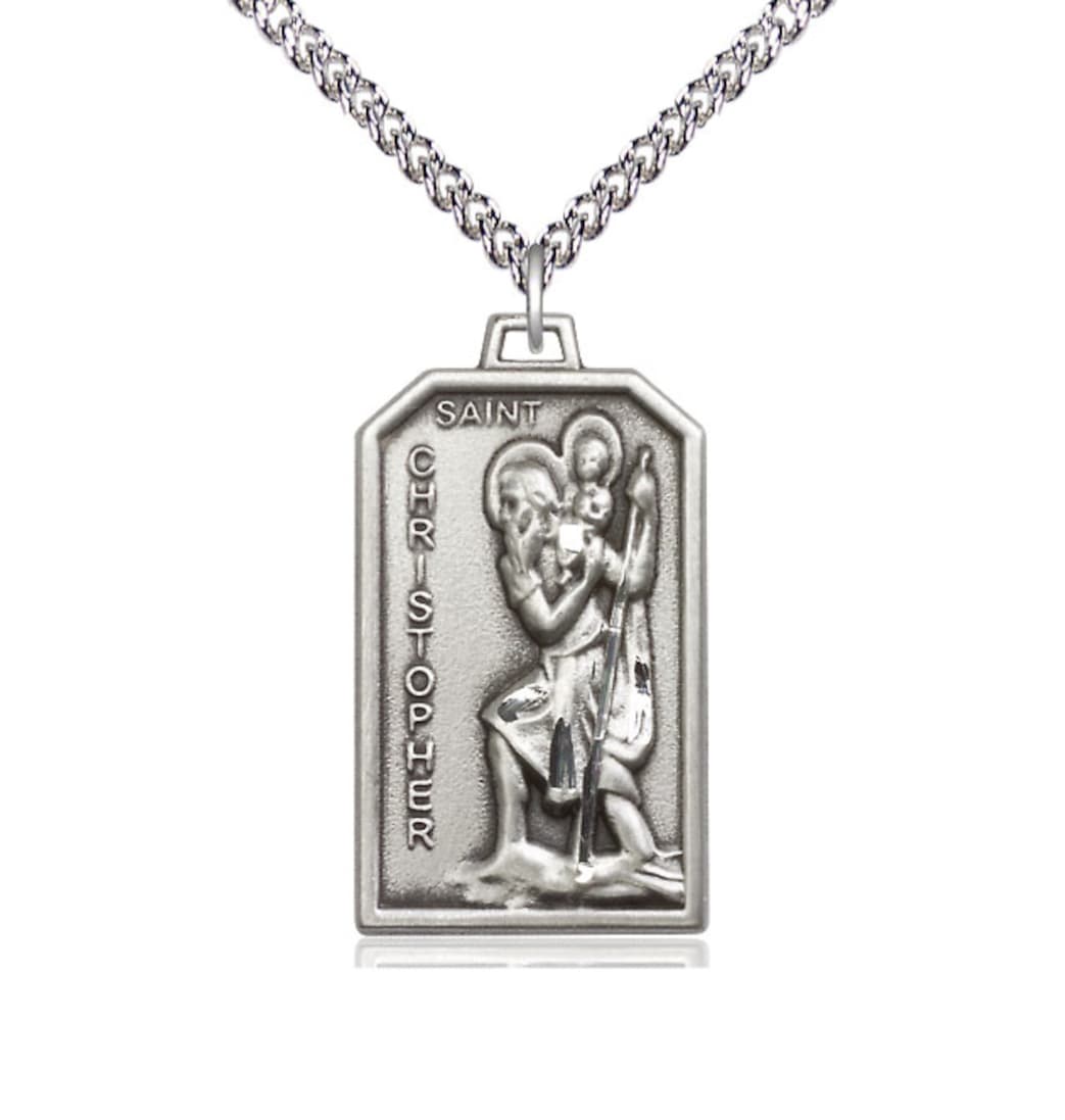 Bliss Manufacturing St Christopher Patron of Travelers Sterling Medal Pendant with Sterling Chain,