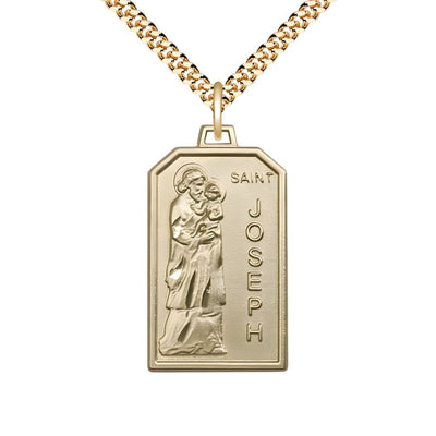St Joseph Patron of Carpenters Gold-filled Medal with Gold-filled Chain, Bliss Manufacturing