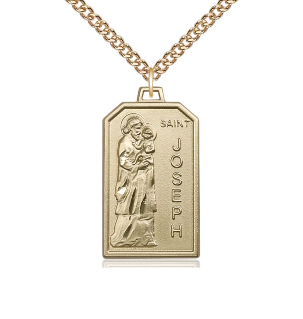 Bliss Manufacturing St Joseph Patron of Carpenters Gold-filled Medal with Plated Chain,