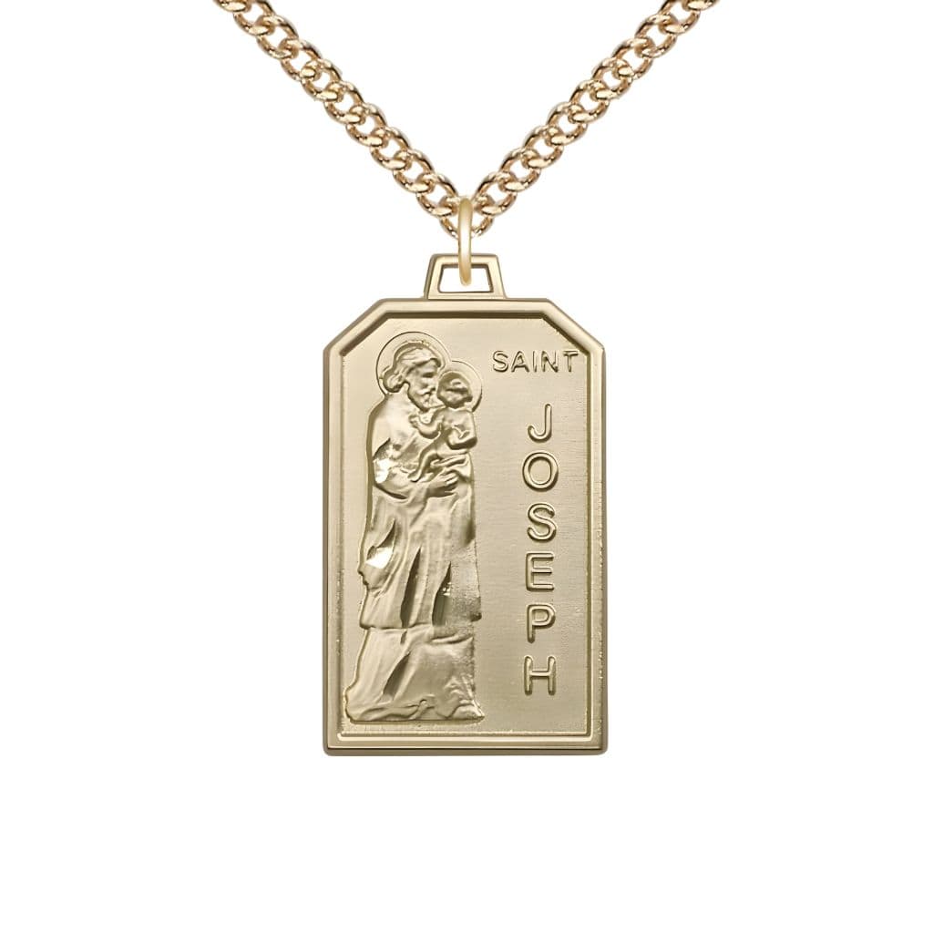Bliss Manufacturing St Joseph Patron of Carpenters Gold-filled Medal with Plated Chain,